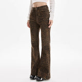 Fashionkova High-Waisted Leopard Flare Jeans