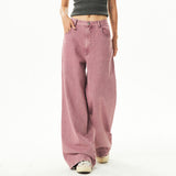Fashionkova Dust Pink Skater Girl Loose Jeans