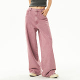 Fashionkova Dust Pink Skater Girl Loose Jeans