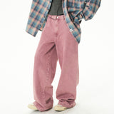 Fashionkova Dust Pink Skater Girl Loose Jeans