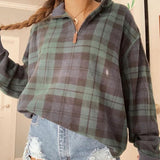 Fashionkova 90's Vintage Plaid Sweatshirt