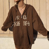 Fashionkova Vintage Coffee Embroidery Hoodie