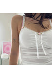 Fashionkova White Bow Lace Camis Top