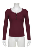 Fashionkova Y2K Button-Up Knit Top
