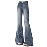 Fashionkova Y2K Butterfly Flare Jeans