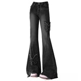 Fashionkova Y2K Butterfly Flare Jeans