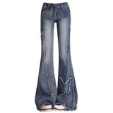 Fashionkova Y2K Butterfly Flare Jeans