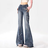 Fashionkova Y2K Butterfly Flare Jeans