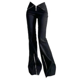 Fashionkova Grunge Zip Up Flared Pants