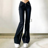 Fashionkova Grunge Zip Up Flared Pants