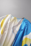 Fashionkova - Sky Blue Casual Street Print Patchwork Cardigan Collar Outerwear