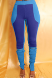 Fashionkova - Black Casual Color Block Slit Skinny Mid Waist Pencil Solid Color Bottoms