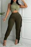 Fashionkova - Black Sexy Solid Tassel Skinny High Waist Pencil Solid Color Bottoms