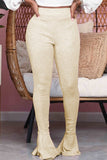 Fashionkova - Cream white Fashion Street Adult Solid Flounce Boot Cut Bottoms