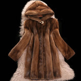 Fashionkova - Dark Brown Casual Solid Patchwork Hooded Collar Outerwear