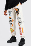 Fashionkova - White Fashion Casual Skull Head Print Basic Regular Mid Waist Trousers