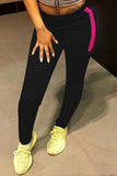 Fashionkova - Red Fashion Casual Solid Patchwork Regular Mid Waist Pencil Trousers