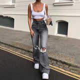 FashionKova - Denim Wide-leg Pants