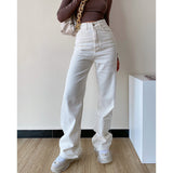 FashionKova - Loose High Waist Skinny White Jeans