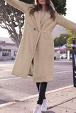 Fashionkova - Black Casual Solid Buttons Hooded Collar Outerwear