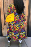 Fashionkova - Colour Casual Street Print Graffiti Patchwork Buttons Turndown Collar Outerwear