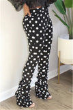 Fashionkova - White venetian Zipper Fly Mid Dot Print Straight Pants Bottoms