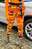Fashionkova - Grey Blue Green Yellow Drawstring Mid Patchwork Print bandage camouflage Loose Capris Bottoms