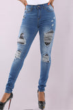 Fashionkova - Light Blue Denim Zipper Fly Mid Old Zippered washing pencil Pants Pants