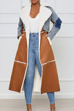Fashionkova - Black Casual Street Solid Bandage Patchwork Turn-back Collar Outerwear