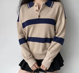 FashionKova - Vintage Oversized Striped Polo