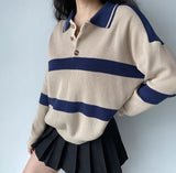 FashionKova - Vintage Oversized Striped Polo