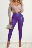 Fashionkova - Red Fashion Casual Solid Skinny High Waist Trousers