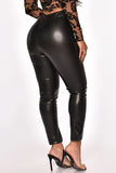 Fashionkova - Black Sexy Solid Patchwork Slit Regular High Waist Pencil Solid Color Bottoms