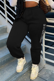 Fashionkova - Black Casual Print Letter Harlan Mid Waist Harlan Positioning Print Bottoms