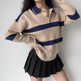 FashionKova - Vintage Oversized Striped Polo