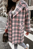 Fashionkova - White Fashion Casual Plaid Print Patchwork Cardigan Turn-back Collar Outerwear