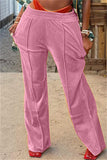 Fashionkova - Black Fashion Casual Solid Basic Regular Mid Waist Conventional Solid Color Bottoms