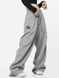 FashionKova - Star Patch Baggy Gray Sweatpants