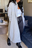 Fashionkova - Grey Casual Solid Patchwork Hooded Collar Outerwear