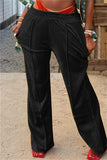 Fashionkova - Black Fashion Casual Solid Basic Regular Mid Waist Conventional Solid Color Bottoms