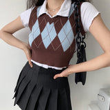 FashionKova - Earth & Sky Retro Argyle Vest