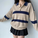 FashionKova - Vintage Oversized Striped Polo