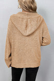 Fashionkova - Caramel Colour Casual Solid Buttons Hooded Collar Tops