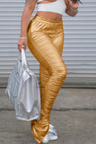 Fashionkova - Black Street Solid Patchwork Slit Fold Skinny High Waist Pencil Solid Color Bottoms