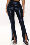 Fashionkova - Black Fashion Casual Solid Slit Skinny High Waist Trousers