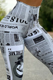 Fashionkova - White Fashion Casual Letter Print Basic Skinny High Waist Pencil Trousers