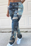 Fashionkova - Grey Fashion Casual Print Basic Regular Trousers