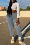 Fashionkova - Black Casual Print Letter Harlan Mid Waist Harlan Positioning Print Bottoms