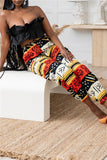 Fashionkova - Red Fashion Casual Print Basic Regular High Waist Trousers