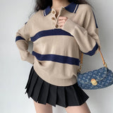 FashionKova - Vintage Oversized Striped Polo